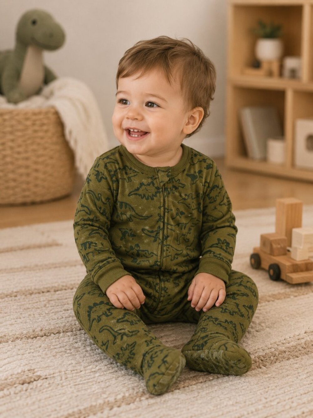 Fleece Footie Pajama 18M Green Dino NWT
